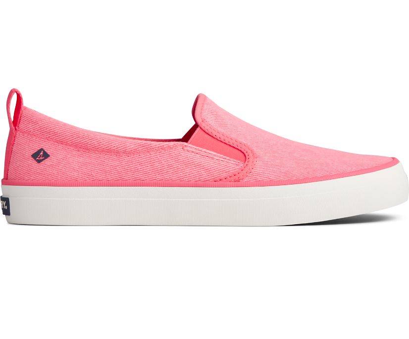 Sperry Crest Twin Gore Washed Twill Slip On Sneakers - Women's Slip On Sneakers - Pink [ML1267350] S